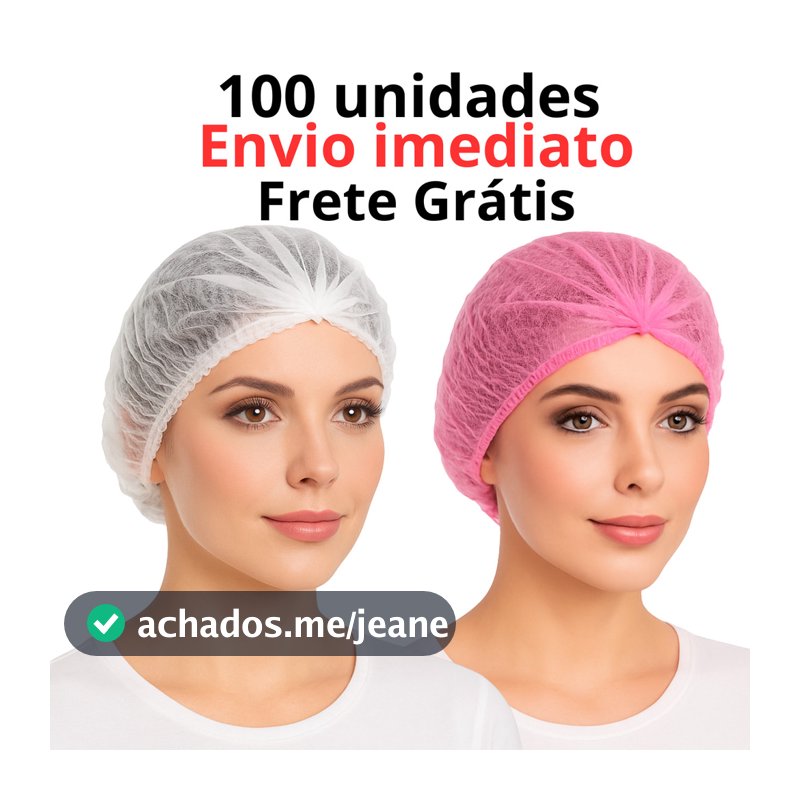 Touca Descartável TNT Rosa Branca 100 Unidades Sanfonada Hospitalar Estética Cozinha Proteção