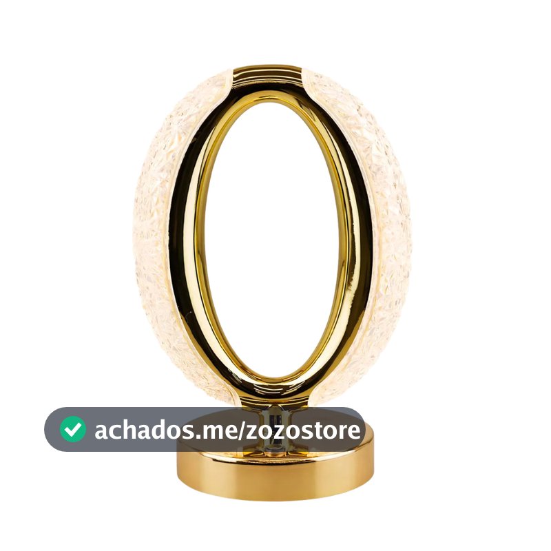 SOL - Luminária Abajur Cristal Led Touch Recarregável USB