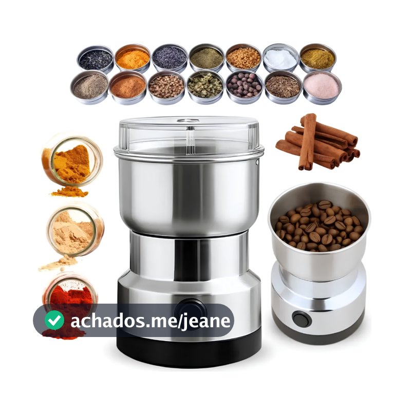 Moedor de Café Elétrico 127V/220V 8 Lâminas 240W 41000RPM Aço Inox para Café Especiarias