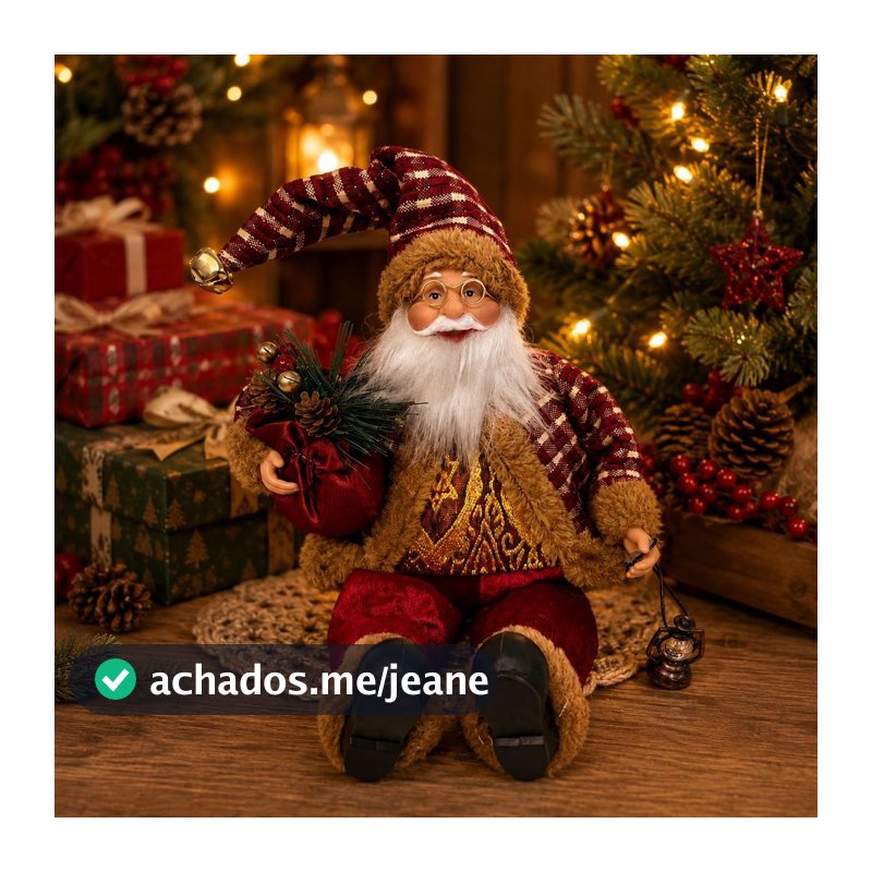 Papai Noel Decorativo Natalino com Saco e Lampião 35cm 26608 – Vencedor