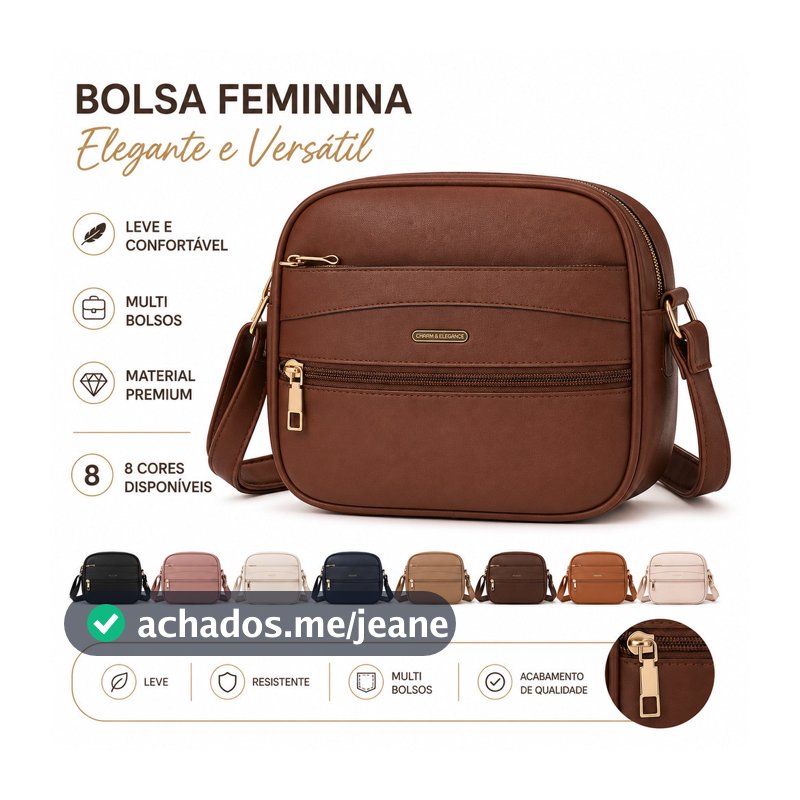 Bolsa Feminina Ombro e Transversal Compacta Leve Moderna para Uso Diário