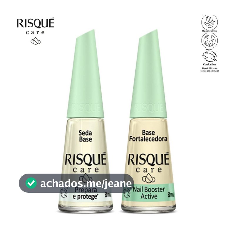 Kit Esmaltes Risqué Care Tratamento Seda Base + Base Fortalecedora