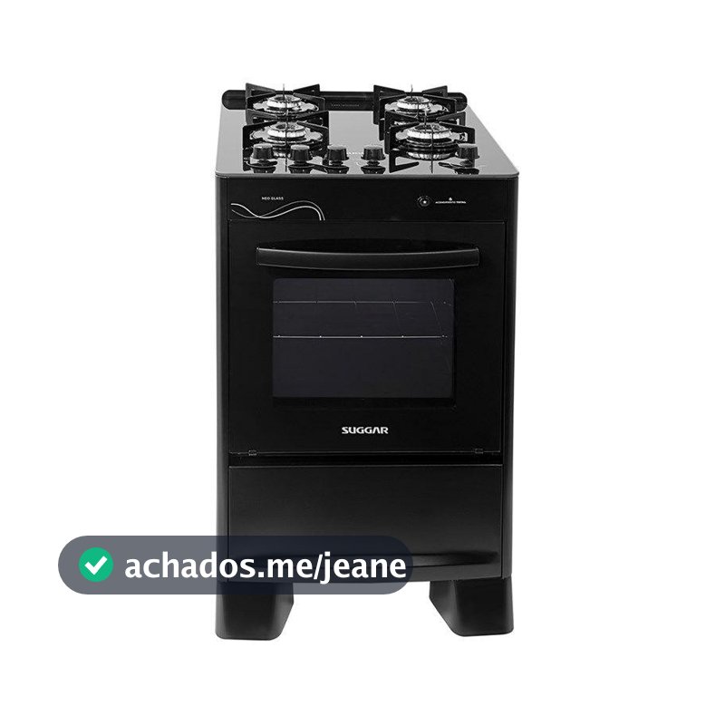 FOGÃO SUGGAR NEO GLASS 4 QUEIMADORES PRETO BIVOLT FGVNG410PT
