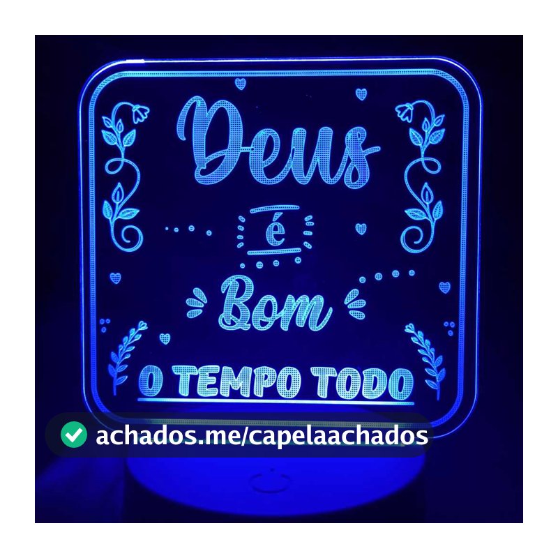 Abajur Luminária Deus é bom o tempo todo frases religiosas Led 3D d Mesa ac0049 Presente Criativo salmo bíblia versículo