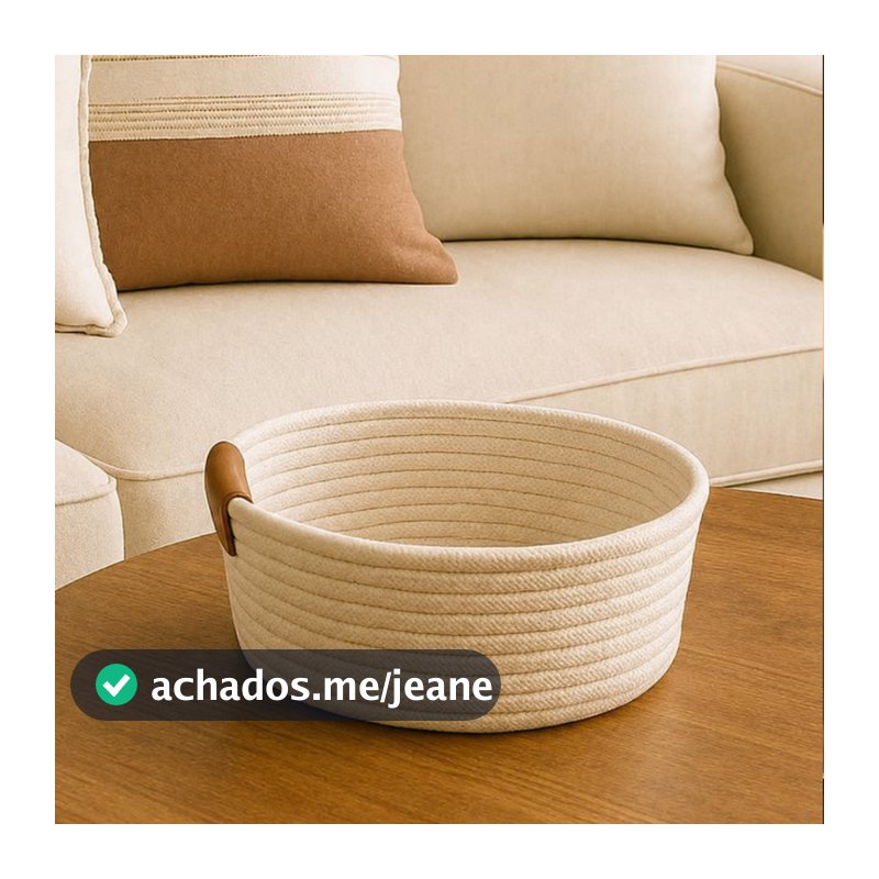 Cesto Corda de Algodão 100% Artesanal Costurado Estilo Boho Minimalista