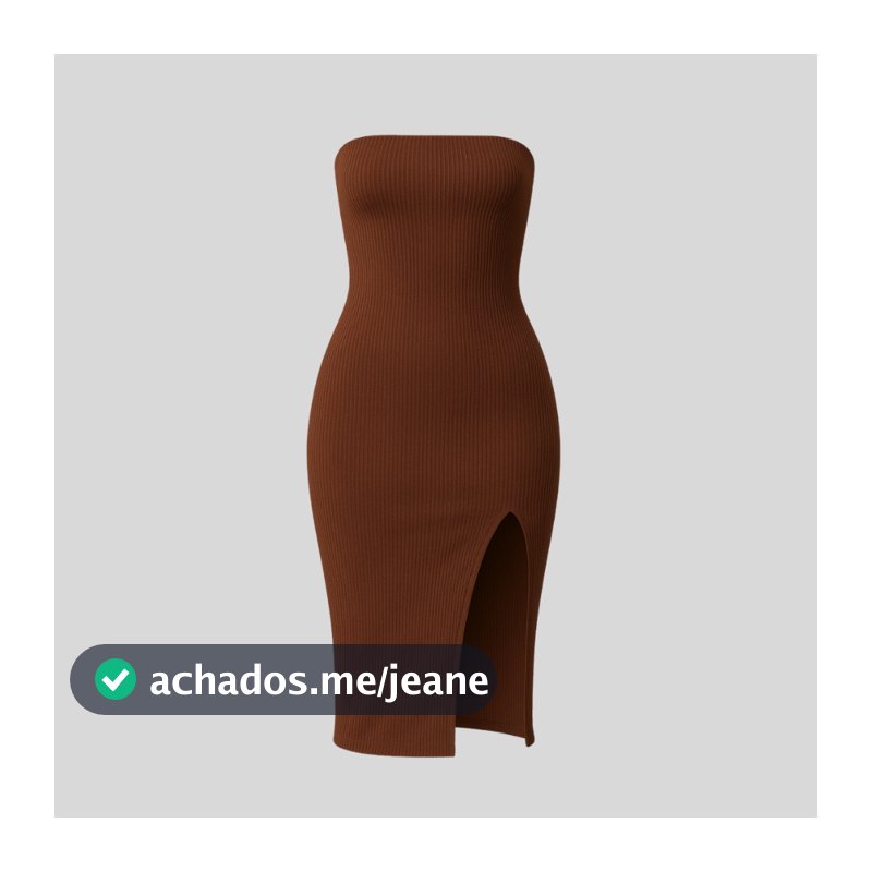 Vestido Midi Feminino Tomara Que Caia Canelado Premium com Fenda Moda Elegante