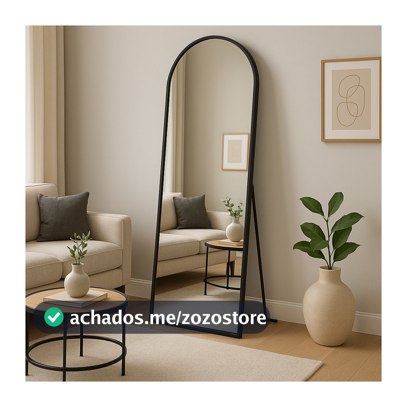 Espelho Corpo Inteiro 40cm x 110cm Grande De Chão Portal Moldura Couro Decoração Sala Loja Closet