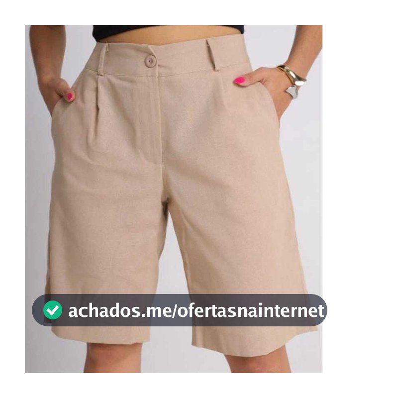 Bermuda Feminino Social Linho Rústico Elegante com Bolso Tendência