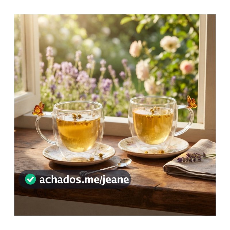 Conjunto 2 Xícaras de Café Sun Garden 80ml Wolff Vidro Borossilicato para Expresso Mesa Posta Cantinho do Café Elegantes