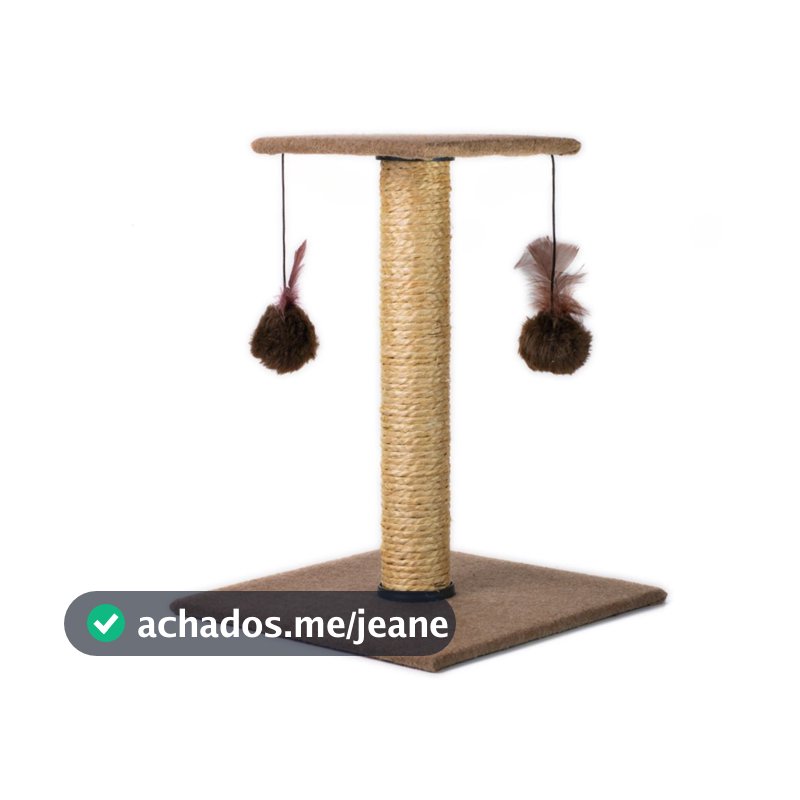 Arranhador Para Gatos Poste Com Brinquedo Duplo Cor Bege