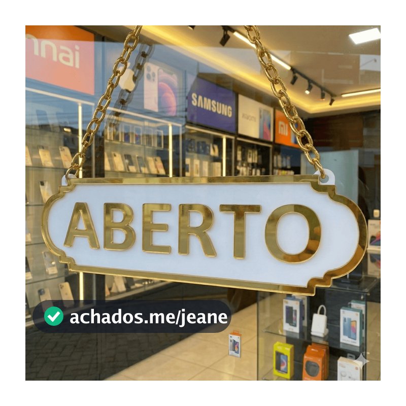 PLACA ABERTO E FECHADO EM ACRLICO ESPELHADO COM VENTOSA (ACOMPANHA VENTOSA)