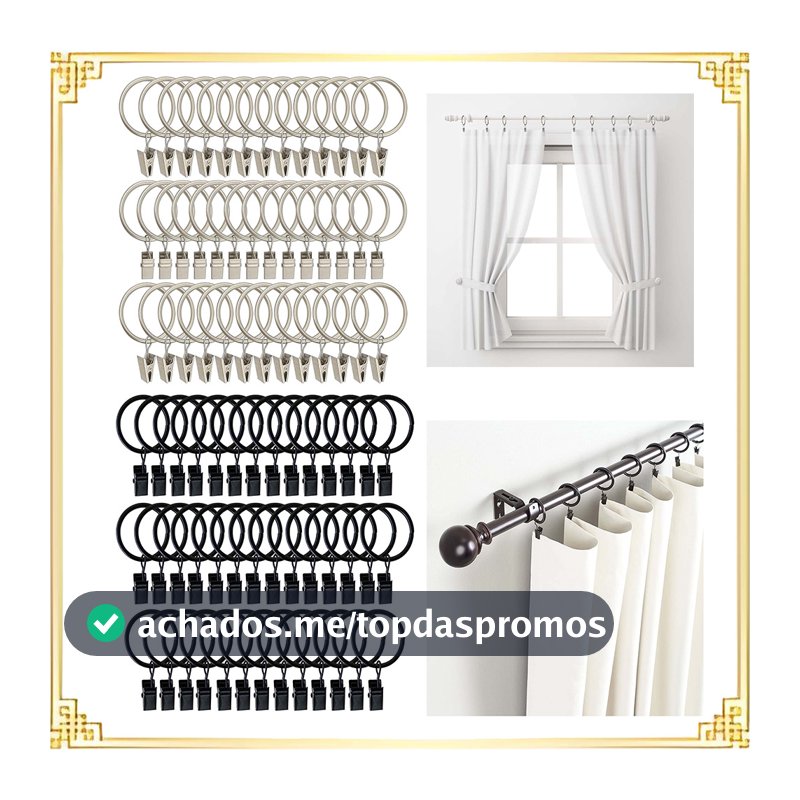 40 anéis de cortina com clipe preto/prata (diâmetro 4.0 x38 mm) Material de ferro para cortinas suspensas
