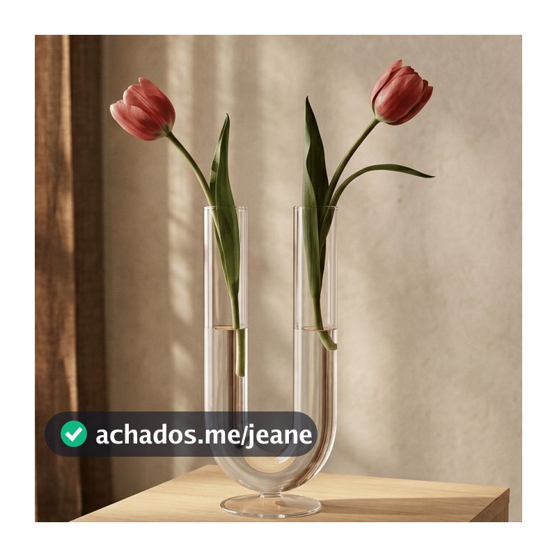 Vaso Decorativo Vidro Borossilicato Luxo Tubo Duplo Escultura Minimalista Organico Sala Aparador 25c