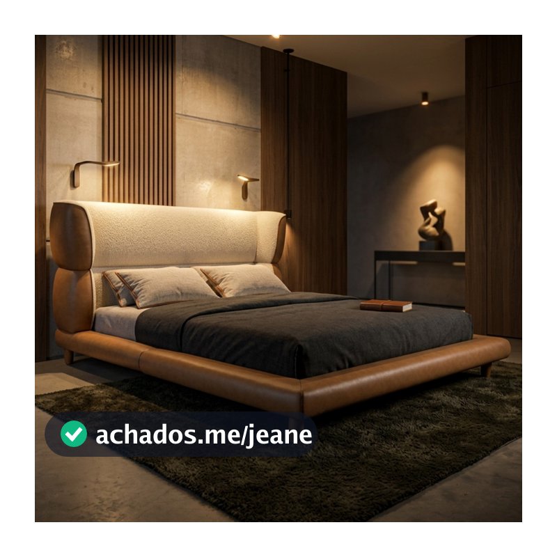 Conjunto Cama Japonesa king Cabeceira Alta Curva Boucle Courino Premiun Luxo Desing Unico Alto Padrão 195cm Nápole
