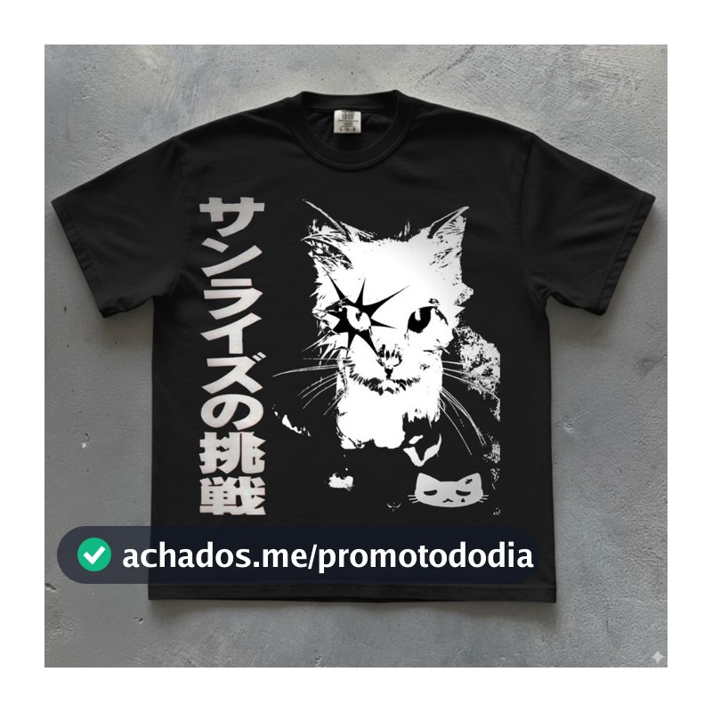 Camiseta Gato Japones Pirata  Regular  e Plus size
