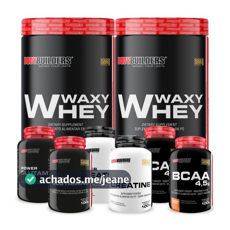 Kit 2x Waxy Whey 900g + 2x Power Creatina + 2x BCAA 100g + 2x Power glutamine 100g - Bodybuilders