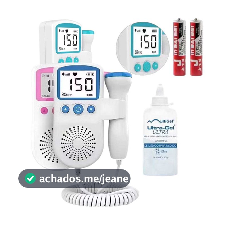 Fetal Doppler Ultrassom Ouvir Batimentos Bebe Gravida + Gel + Pilhas - Envio Rápido