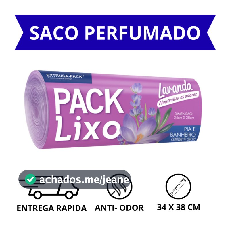 Saco de Lixo Pia e Banheiro Lavanda 38x34cm 1 Pacote (40 Sacos) Pack Lixo - Extrusa-Pack