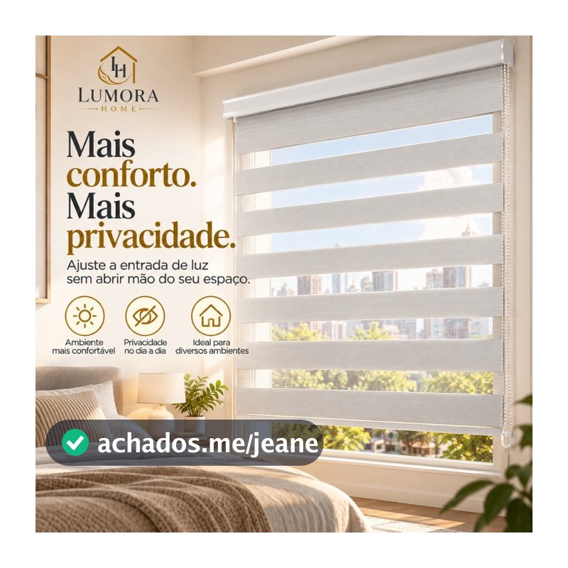 LUMORA HOME Persiana Rolô Zebra Double Vision Dupla 1,60m Controle de Luz Privacidade Sala Quarto Branco Cinza Preto