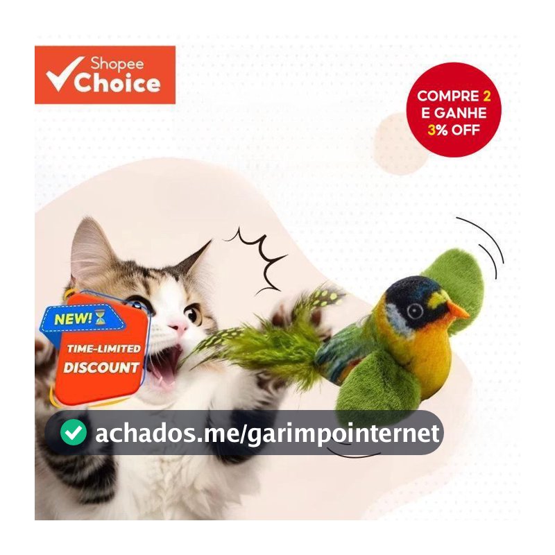 Brinquedo Interativo Para Gatos Com Som De Pássaro – Boneca Animal Vocalização Realista