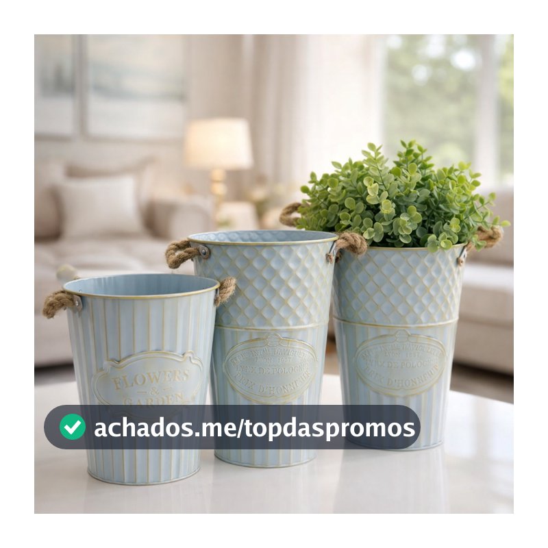 Vaso Decorativo Vintage Azul em Metal