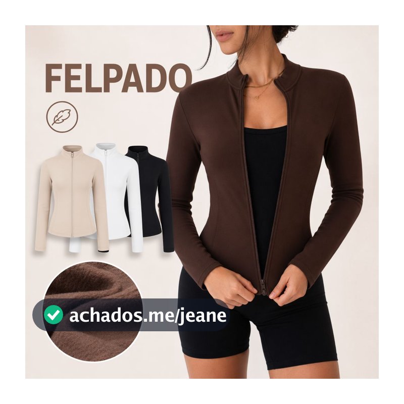Jaqueta Peluciada Fleece Felpudo Flanelada Termica Modelador Feminino Gola Yoga Fitness Segunda Pele Casaquinho Casaco