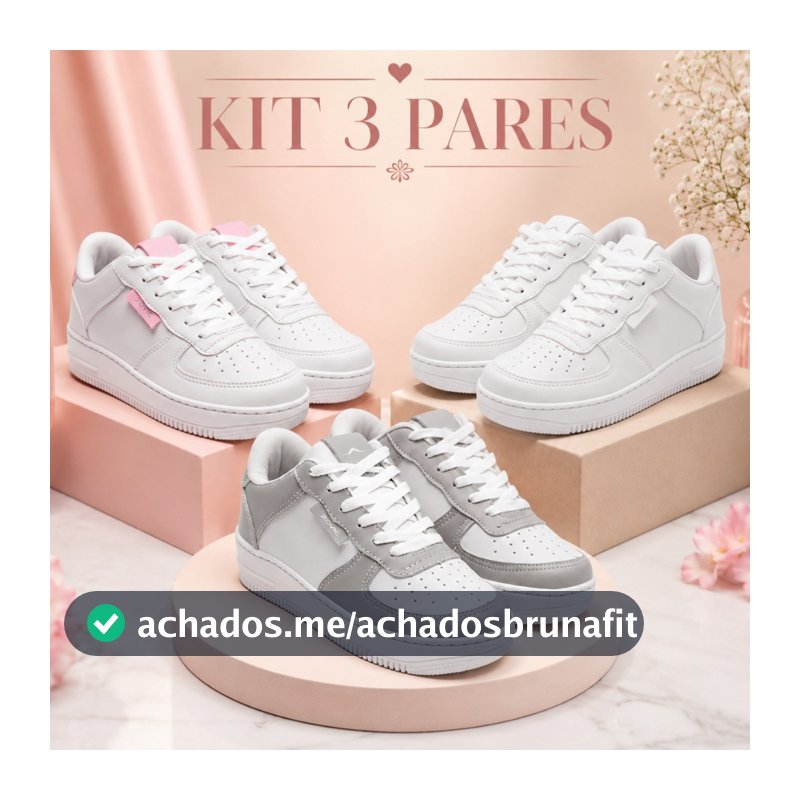 3 Pares Tênis Feminino Macio Ultraleve Street Style Para Visuais Casuais e Modernos