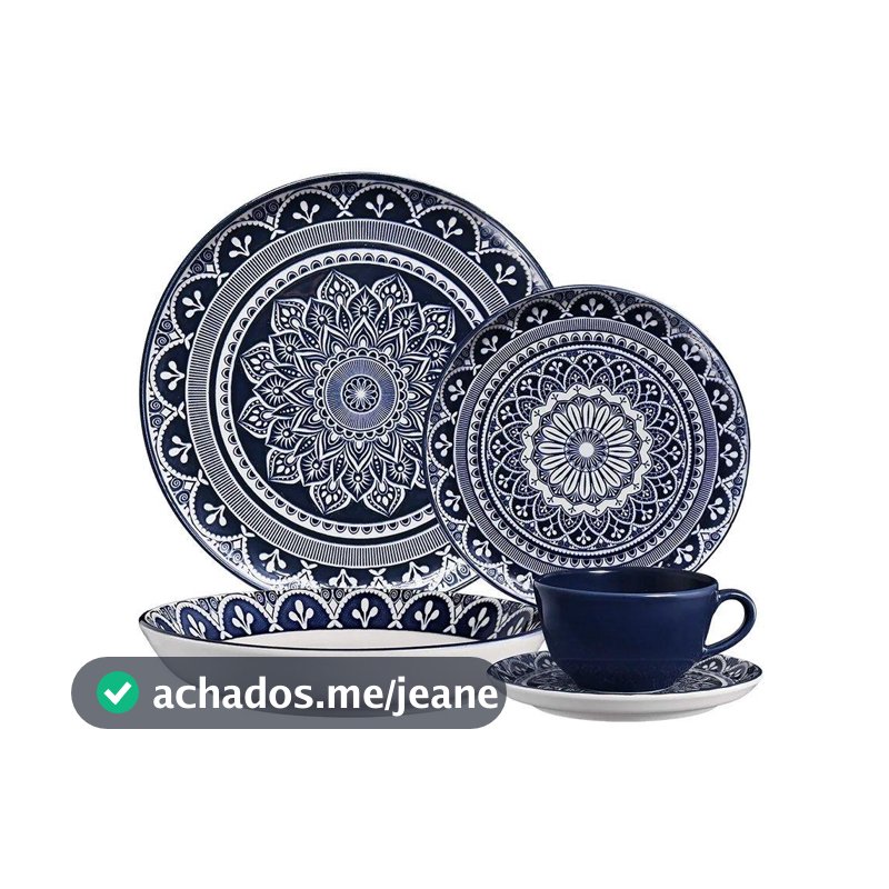 Aparelho Jantar e Chá Oxford Flat Malaga Azul 20 Pçs