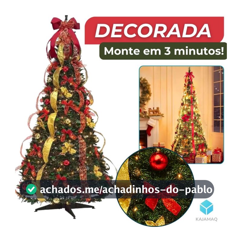 Arvore De Natal 2.10 1.80 Verde Luxo Premium Decorada com decoração Pisca Pisca Laços ou Tradicional