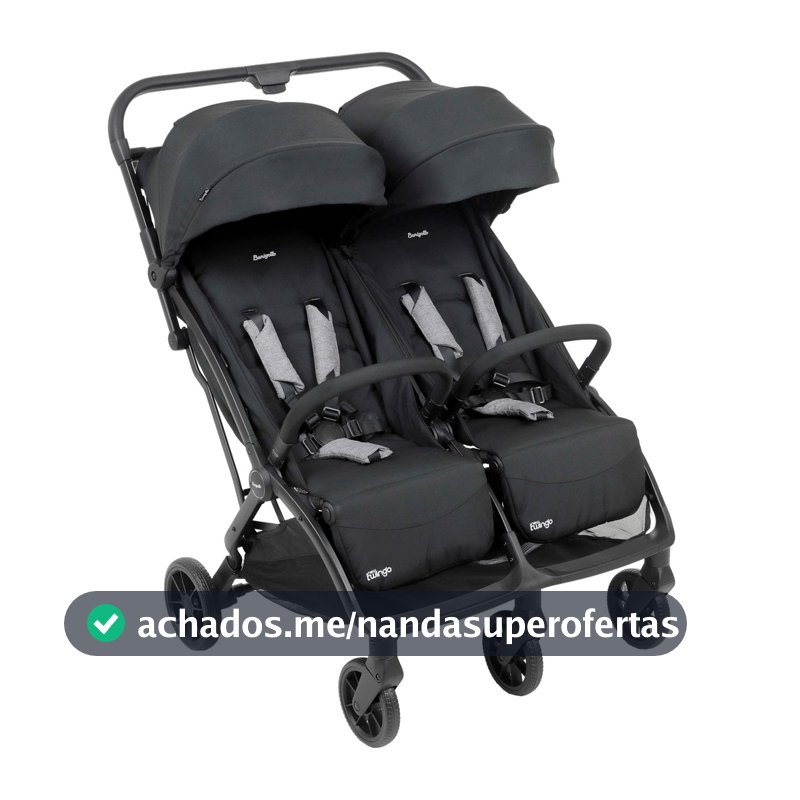Carrinho de Bebe para Gemeos Passeio Burigotto New Twingo Black