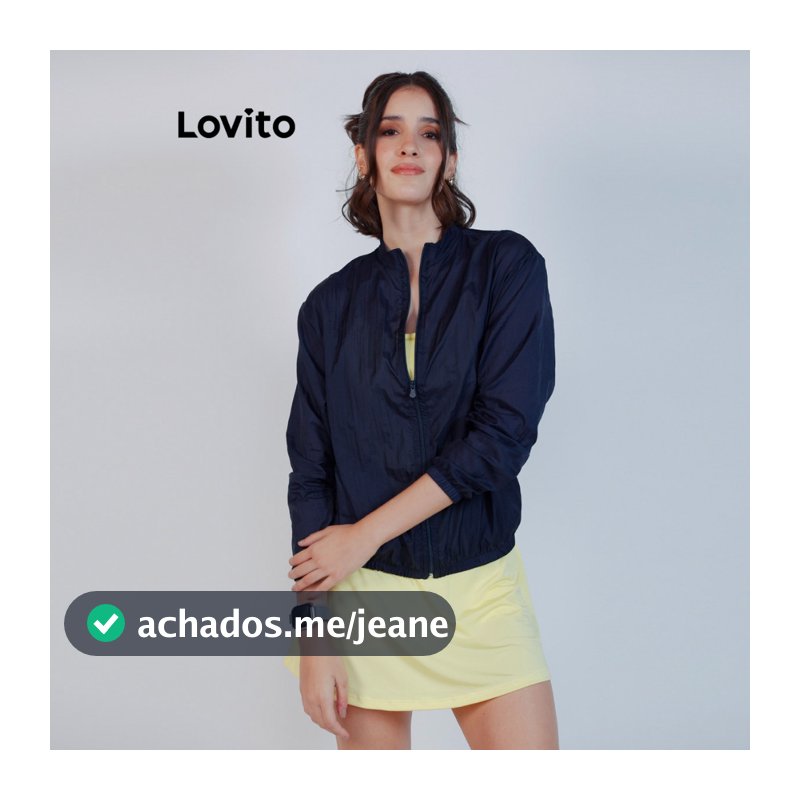 Lovito Jaqueta Esportiva Feminina Quebra Vento com Bolso SJB834BRL864