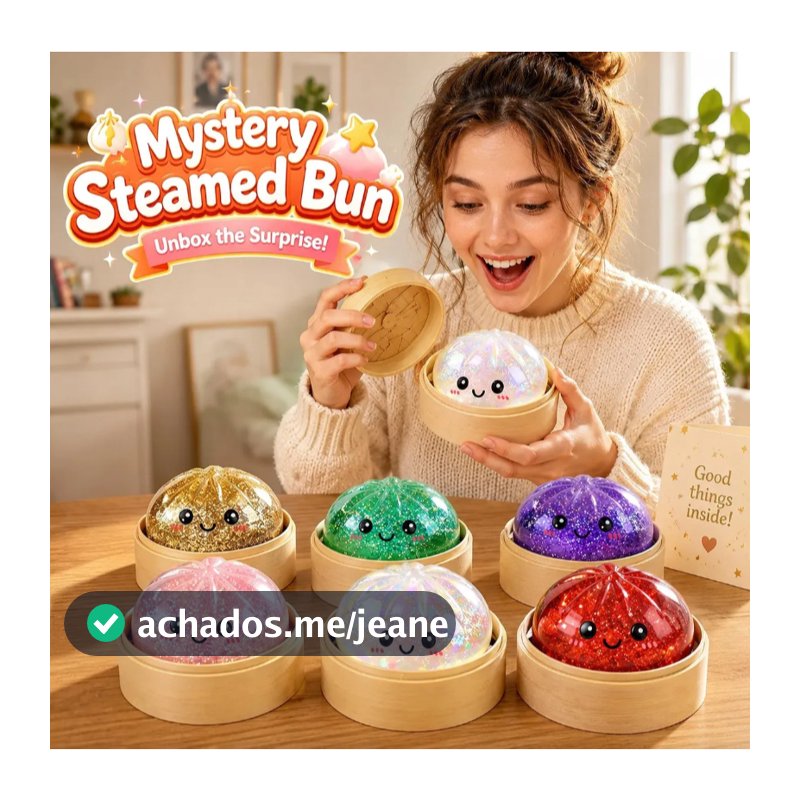 Dumpling Squishy com Glitter Bolinho 8.5cm Fofo Macio Para Apertar Brinquedo Surpresa