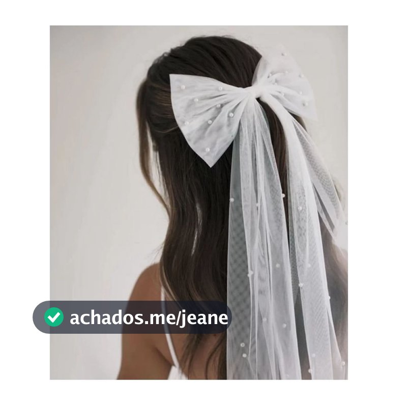 Laço Radiante de Tule Véu Com Detalhe Pérolas Veu Noiva Casamento