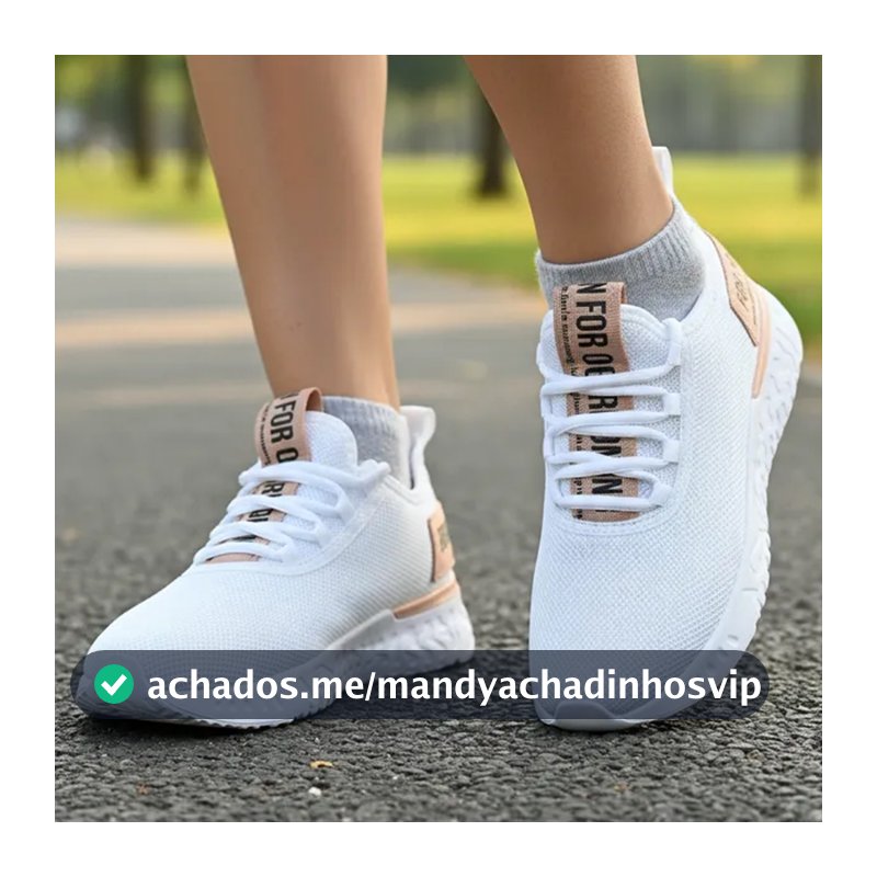 Tênis branco Feminino Esportivo Academia Caminhada Corrida dia a dia