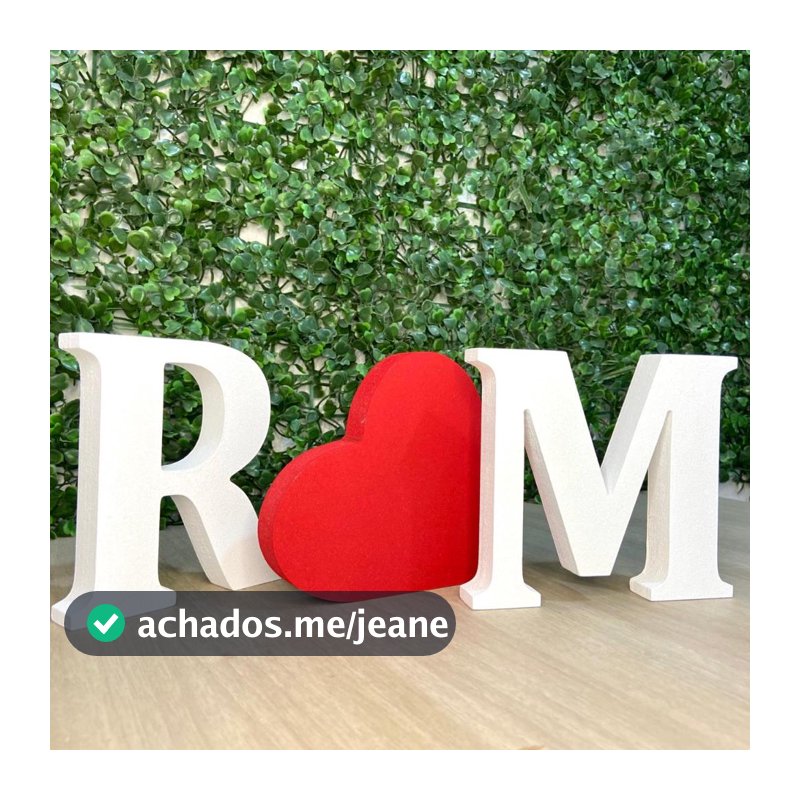 Kit 2 Letras + Coração em MDF 12cm altura x 1,8mm – Decoração Mesa da Noiva, Casamento, Luxo e Personalizado