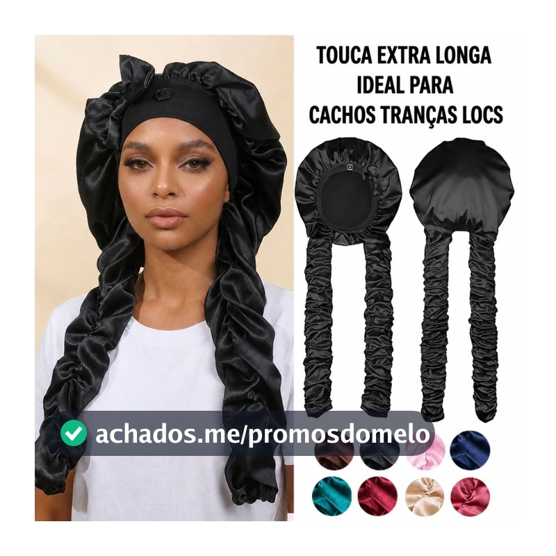 Gorro De Cabelo Extra Longo De Cetim , Botão Elástico Largo , Touca De Dormir , Tubo Scrunchie , Envoltório Para Cabelos