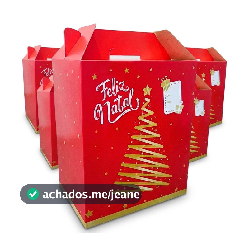 Caixa Para Montar Cesta De Natal Vermelha Papelão Resistente Kit 05un Presente Corporativo