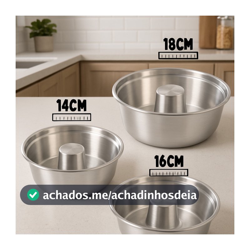 KIT 3 Forma de bolo,  Pudim TAMANHO  14,16,18cm TAMANHO