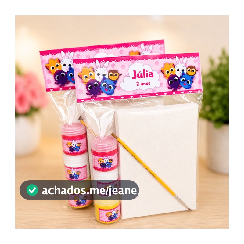10 Kit tela de pintura personalizada  Bolofofos Rosa Menina ou Menino