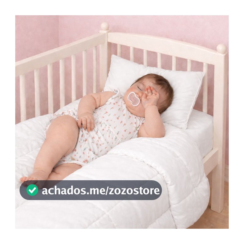 Edredom dupla face para berço + fronha com lese. Macio, delicado e perfeito para o conforto do seu bebê.