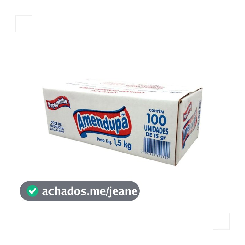 Paçoca Rolha Amendupã Caixa c/100 unidades 1,5kg