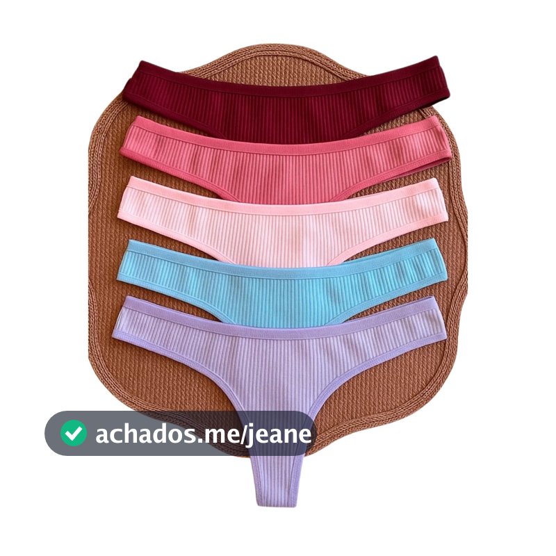 Kit Calcinha Fio Dental Canelada Confortável Tanga Básica Forro de Algodão