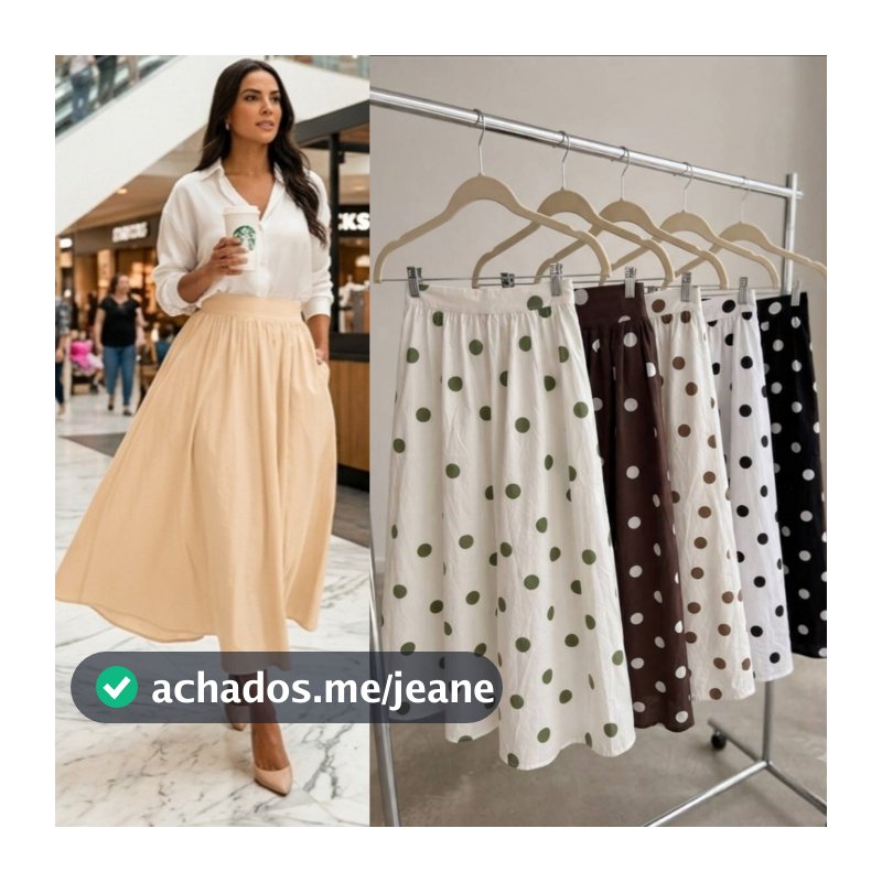 Saia Feminina, Afaiataria Bolso e Elástico Na Cintura,  Social Evangélica Pronta Entrega