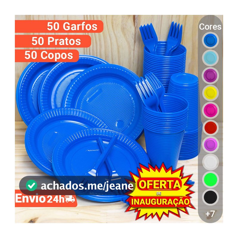 Kit Festa de Aniversário Descartáveis 50 Pessoas kit Festa descartáveis para festa