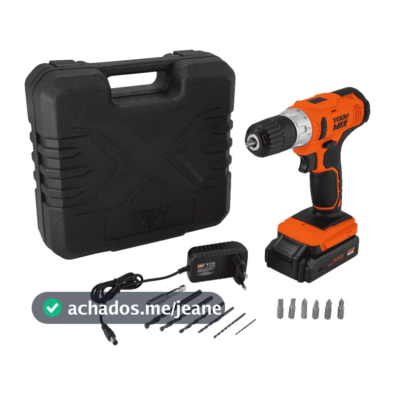 Parafusadeira Furadeira 12V Toolmix PFT012 20Nm Bateria de Lítio Maleta Mandril 10mm