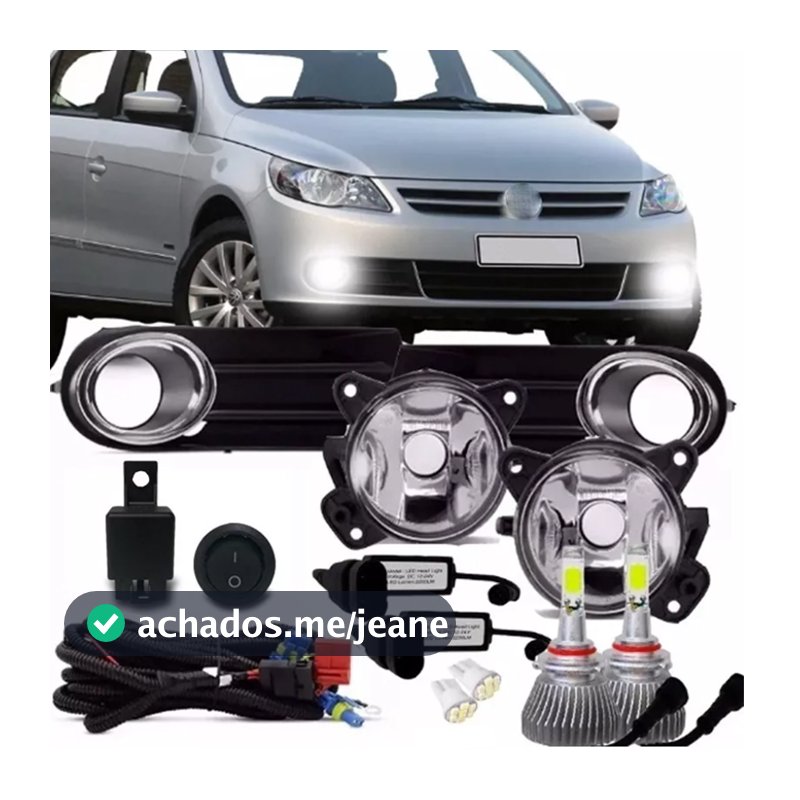 Kit Farol Milha Auxiliar Gol Voyage Saveiro G5 2009 2010 11 12 13 + Super Led Hb4 6000k + Pingo Led