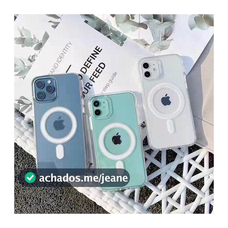 Capa Magnética transparente Premium Para Carregador Sem Fio Magsafe Iphone 11 12 13 14 15 Xr X Xs 7 8
