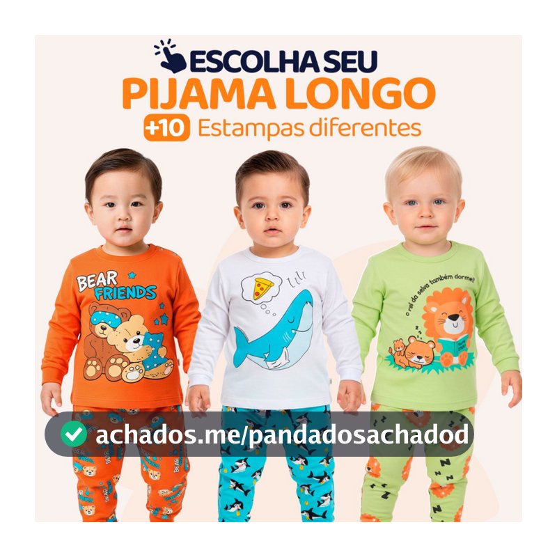 Pijama Bebe Menino Manga Longa – Escolha Seu Modelo, com Estampas Fofas e Conforto Infantil Masculino Frio Inverno l15