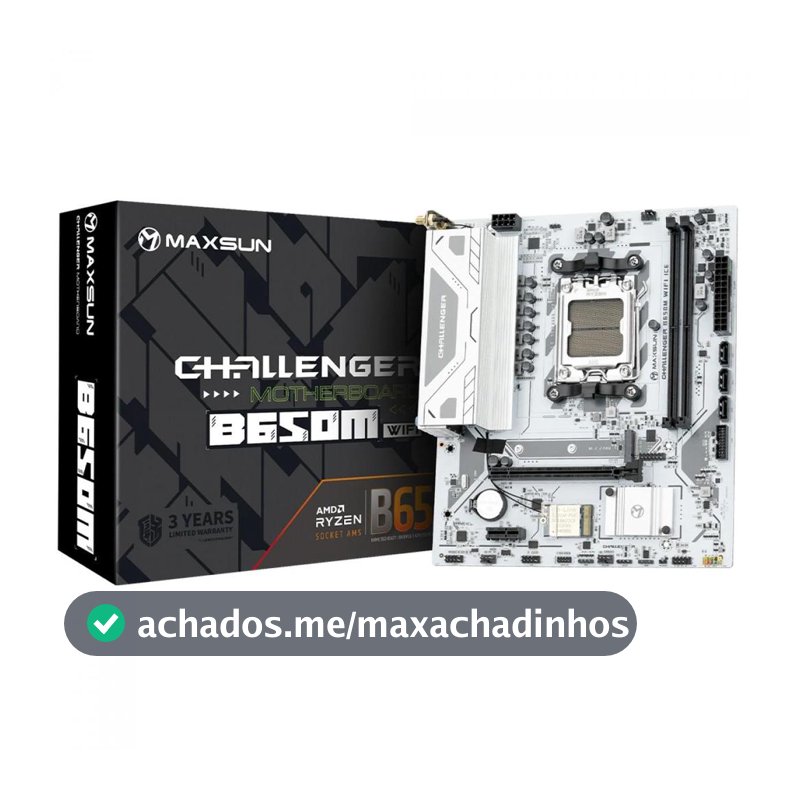 Placa Mãe Maxsun Challenger B650M WiFi Ice V2, Chipset B650, AMD AM5, mATX, DDR5
