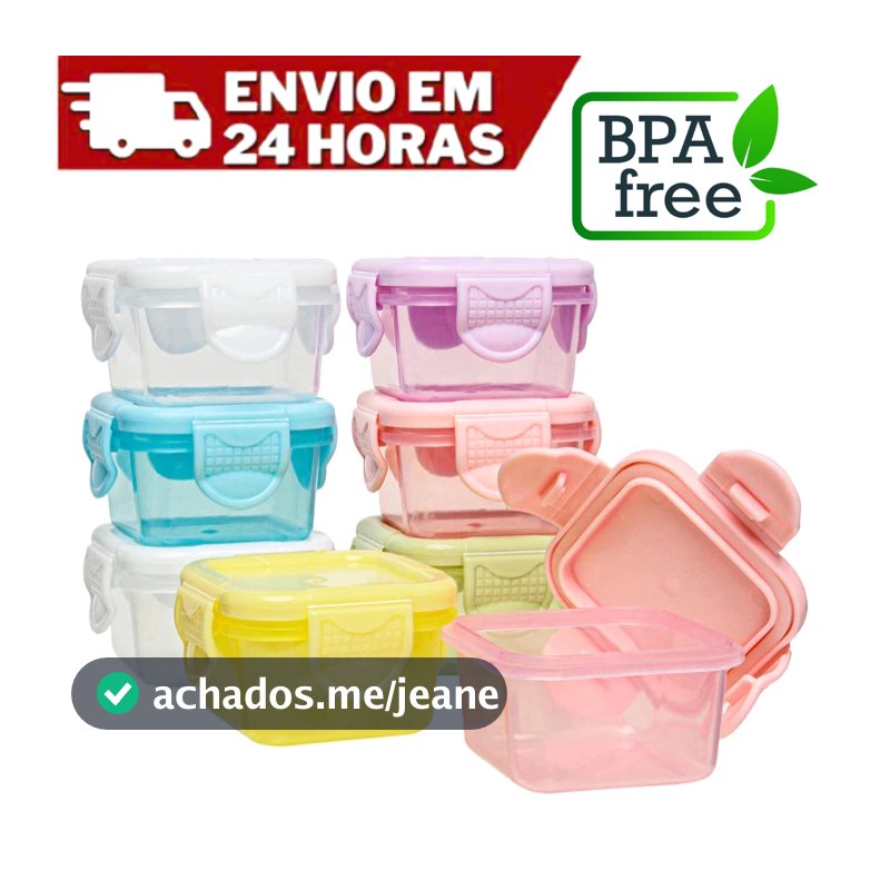Kit 12 Mini Potes para Congelar Papinha Tampa Hermética Porta Leita em pó Frutas para Bebe adultos